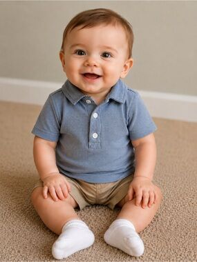 Classic Janie and Jack Blue Polo Tee for Kids - Soft Cotton Short Sleeve 6-12M
